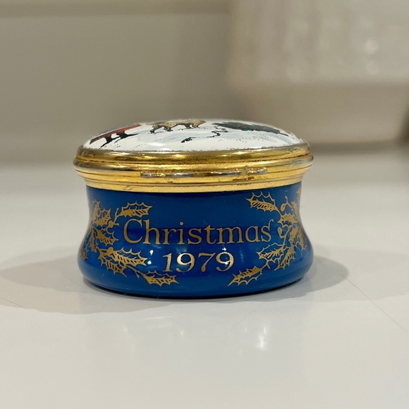 🎄Bilston and Battersea Halcyon Days Enamel Trinket Jewelry Box Christmas 1979 - Picture 2 of 8